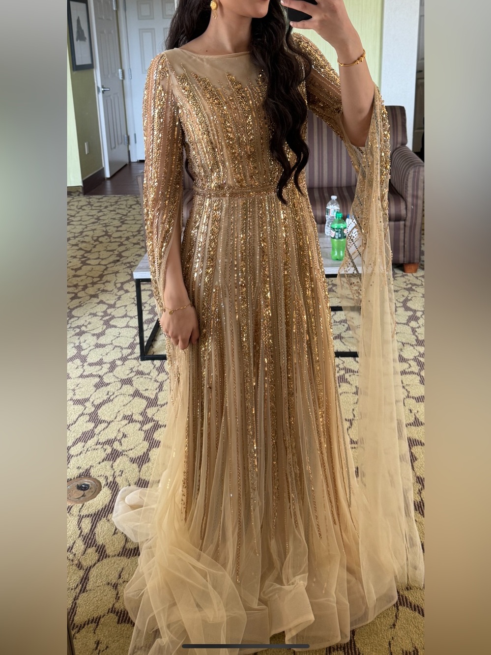 Elegant Gold Sequin Evening Dress for Women